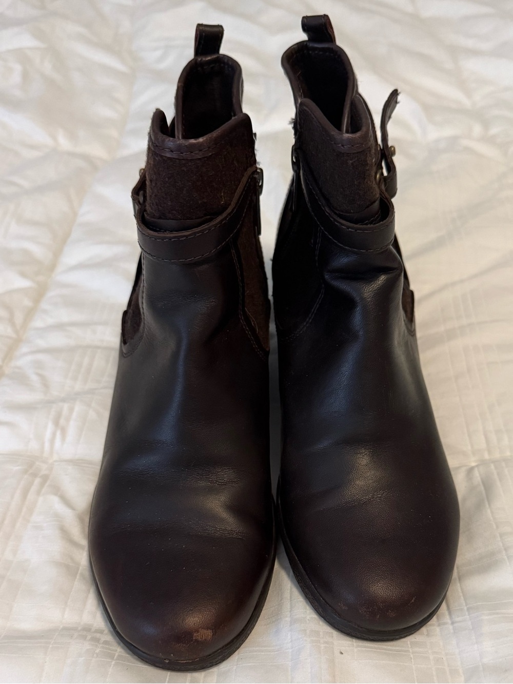 UGG Australia “Emalie” Leather Wedge Booties - Dark Brown (Size 7)